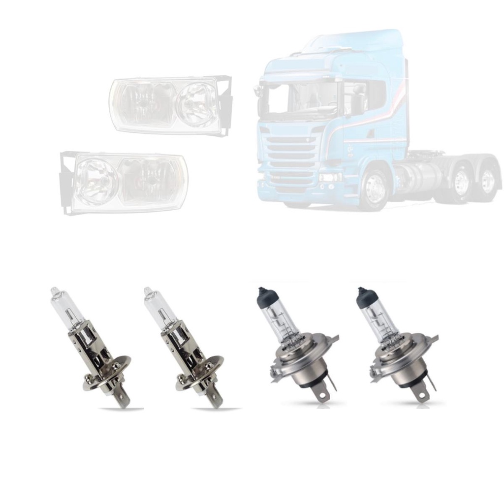 Kit Lâmpada H1 H7 compatível com Farol Scania Serie 5 S5 PGR em Oferta na Shopee