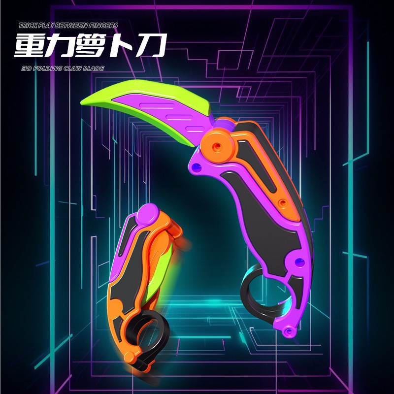 Tiktok Gravity 3D Faca De Garra Dobrável Impressa , Rábano , Lâmina Borboleta De Treinamento De Salto Reto , Brinquedos De Descompressão em Oferta na Shopee