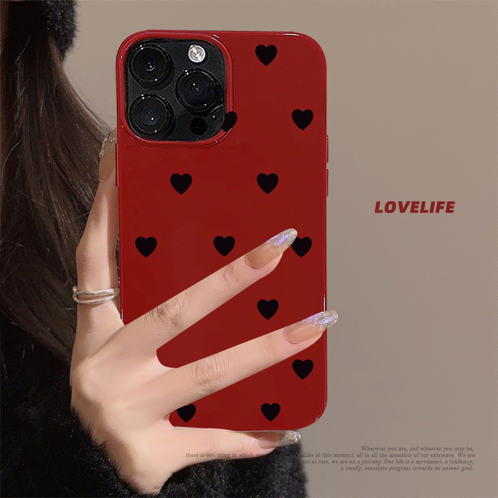 Vinho Tinto Grande Furo Vermelho Preto Coração À Prova De Queda Caixa Telefônica tpu silicone Para iphone De Maçã 11 12 13 14 15 pro max Mais x xr xs
