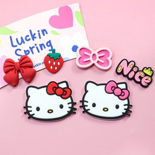 Diykt Hello Kitty Cat Bow Jibbitz Charm Crocs Decoração de sapatos em PVC