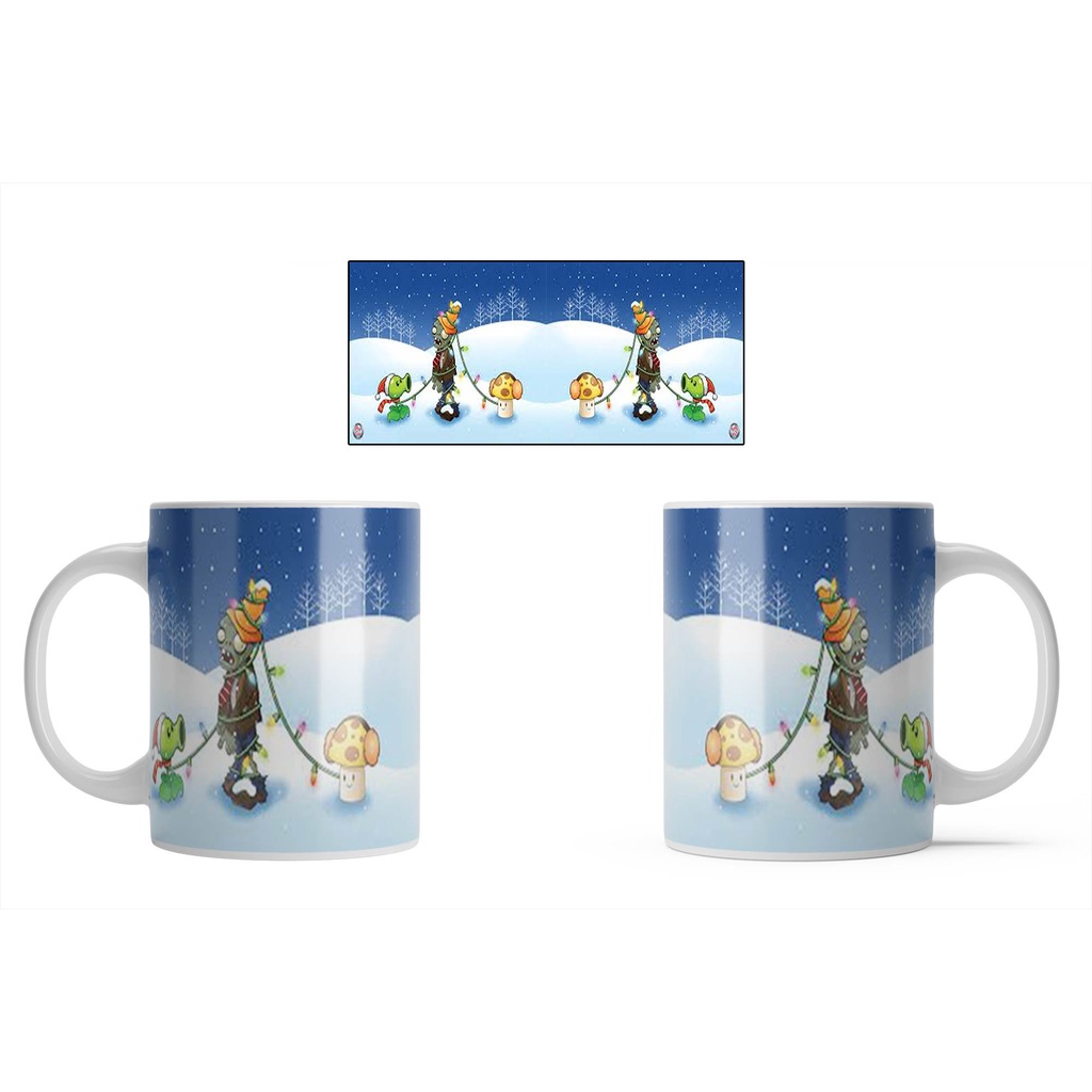 Caneca Branca Porcelana Divertida Natal Desenho Estilo 4