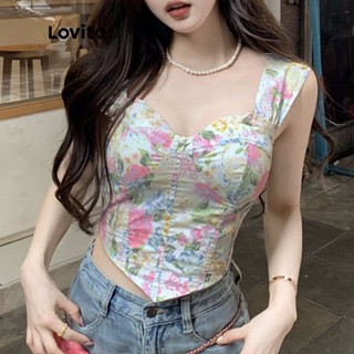 Lovito Casual Blusa Feminina com Estampa Floral LNA11134 (Branca)