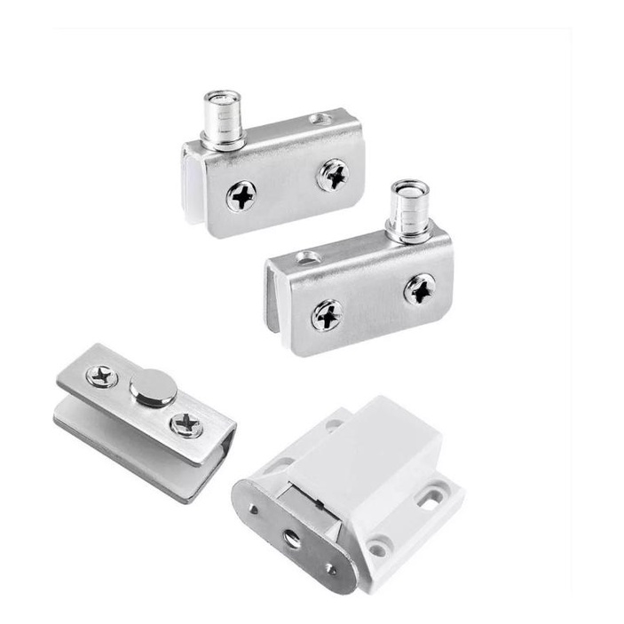 Kit Mini Dobradiças p/ Vitrine / Rack com Imã Vidros 4 a 8mm