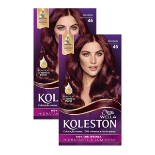 Kit 2X Tintura Creme Koleston Wella Borgonha 46