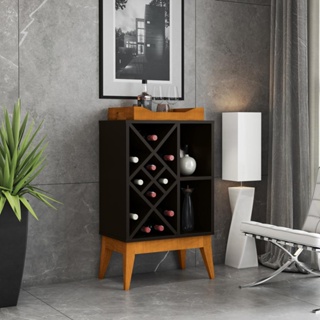 Aparador Bar com Bandeja Adega para 16 Garrafas e Pés em Madeira Ranói em Oferta na Shopee