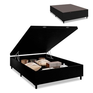 Cama Box com Baú Casal 1,38 com 41cm de Altura Prince Preto