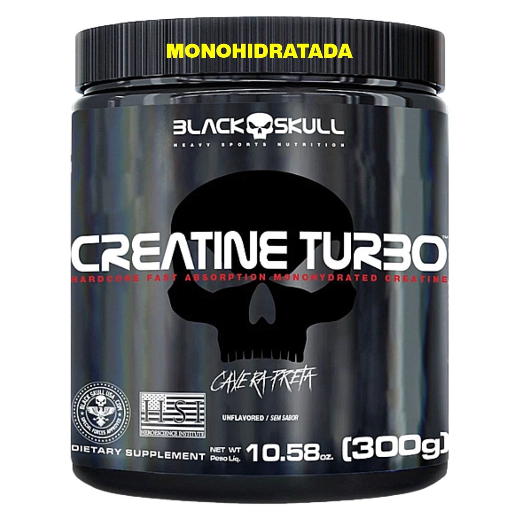 Creatina Turbo Black Skull 300g Creatina Monohidratada a Creatina Mais Vendida no Brasil — R$ 54,05 em Shopee