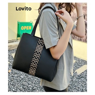 Lovito Bolsa De Ombro Casual Com Estampa Tribal Padrão Para Mulheres LFA08025 (Café/Branco/Preto)