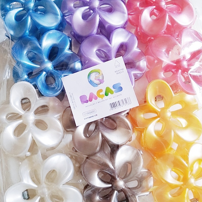 Kit Com 12 Piranhas de cabelo Flor /Cores Variadas