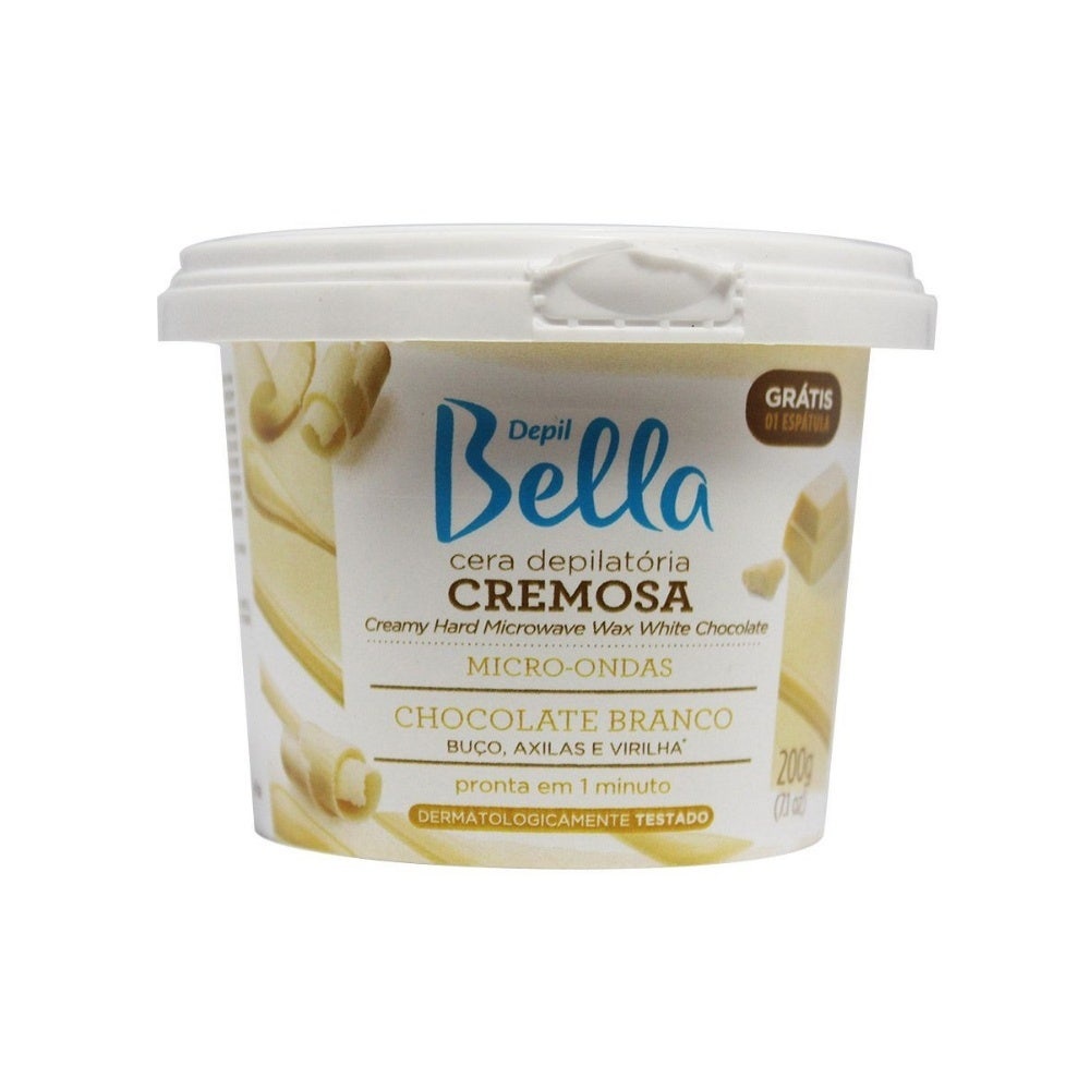 Cera Depilatória De Microondas Depil Bella Chocolate Branco 200g em Oferta na Shopee