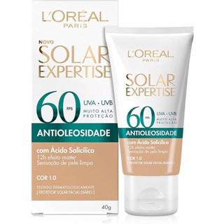 Protetor Solar Facial L'Oréal Paris Solar Expertise Antioleosidade Fps60 Cor 1.0 Clara 40G