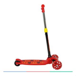 Patinete Infantil 3 Rodas Dobrável e Ajustável Roda com Led Ajuste de Altura Freio Roda Traseira Vermelho