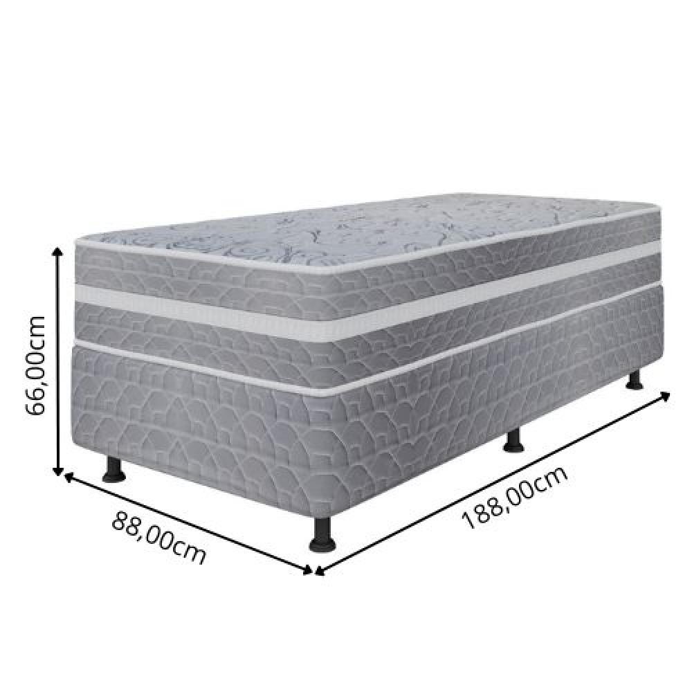 Detalhes do Cama Box Solteiro (88x188) D28 Cinza Prime Topazio Colchões