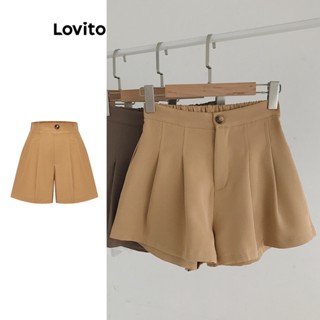 Lovito Shorts Fofos com Bolsos e Botões para Mulheres L73AD044