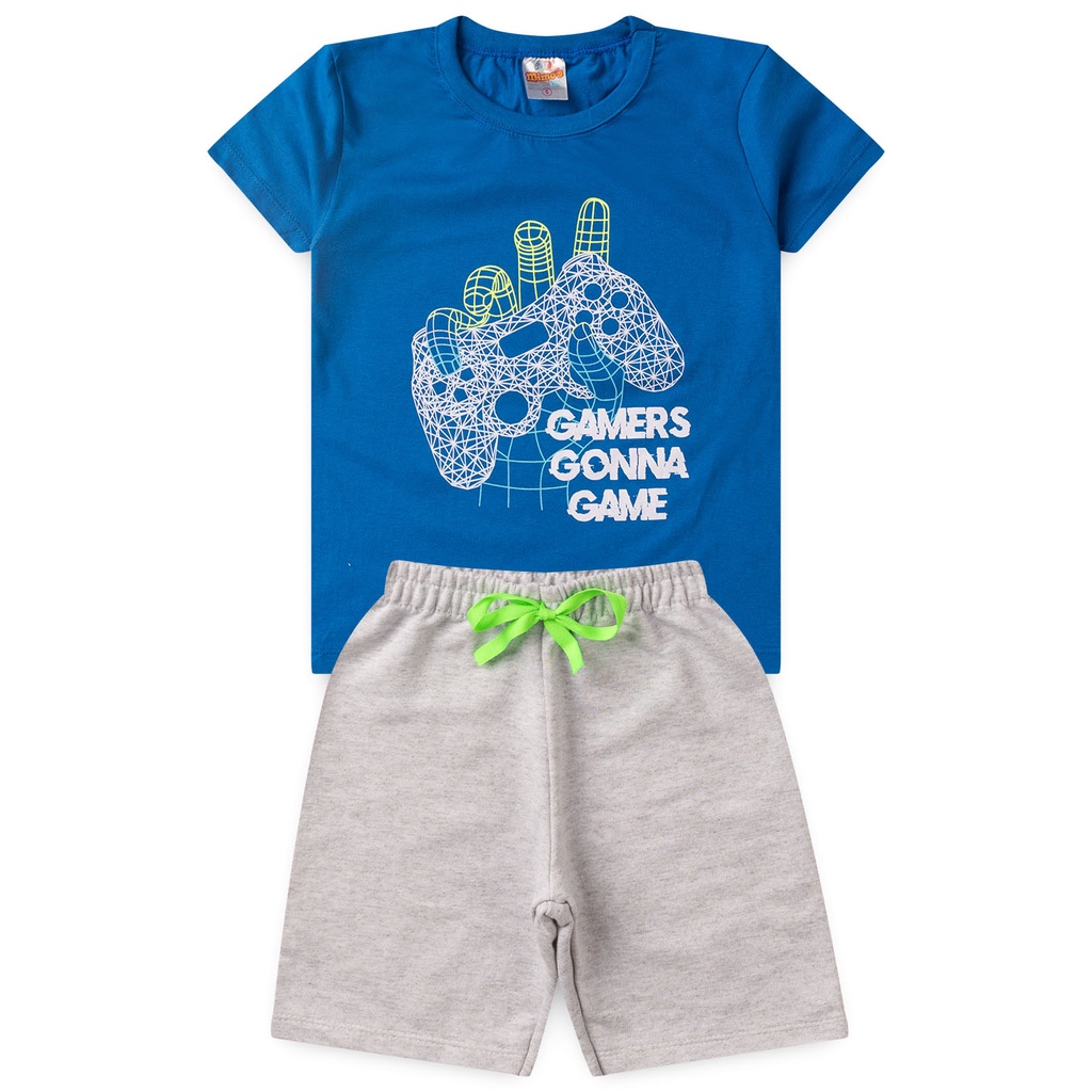 Conjunto Infantil Masculino Silk Gamer Gonna Tam 1 ao 14 anos