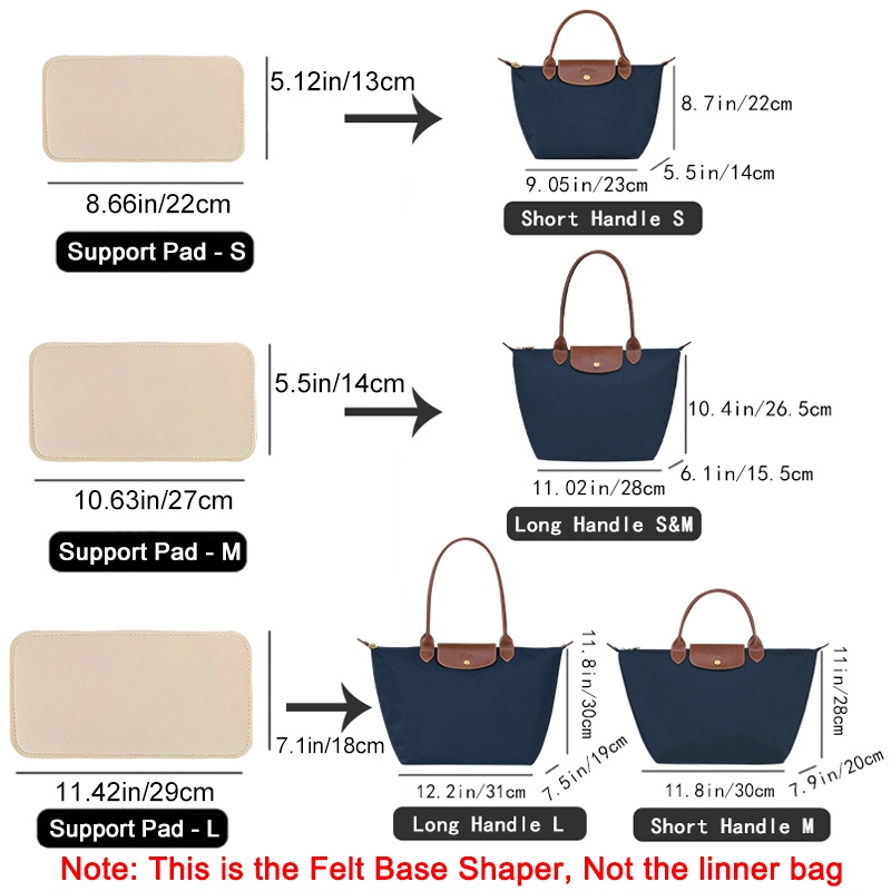 EverToner Bolsa Organizador Para LONGCHAMP LE PLIAGE S/M/L Sacola Timid Armazenamento E Acabamento Forro De Interna