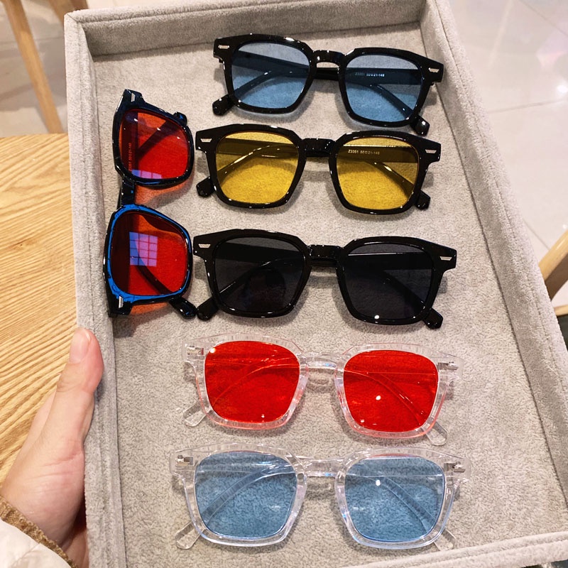 Óculos De Sol De Forma Quadrada , Lentes Coloridas , Casal De Moda , Estilo Coreano , retro Para Mulheres E Homens . em Oferta na Shopee