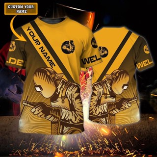Soldador 3D Impressão T-Shirt de Verão Homem de Pescoço Redondo de Manga Curta Camiseta Casual de Manga Curta de Rua Solta Meu Dia