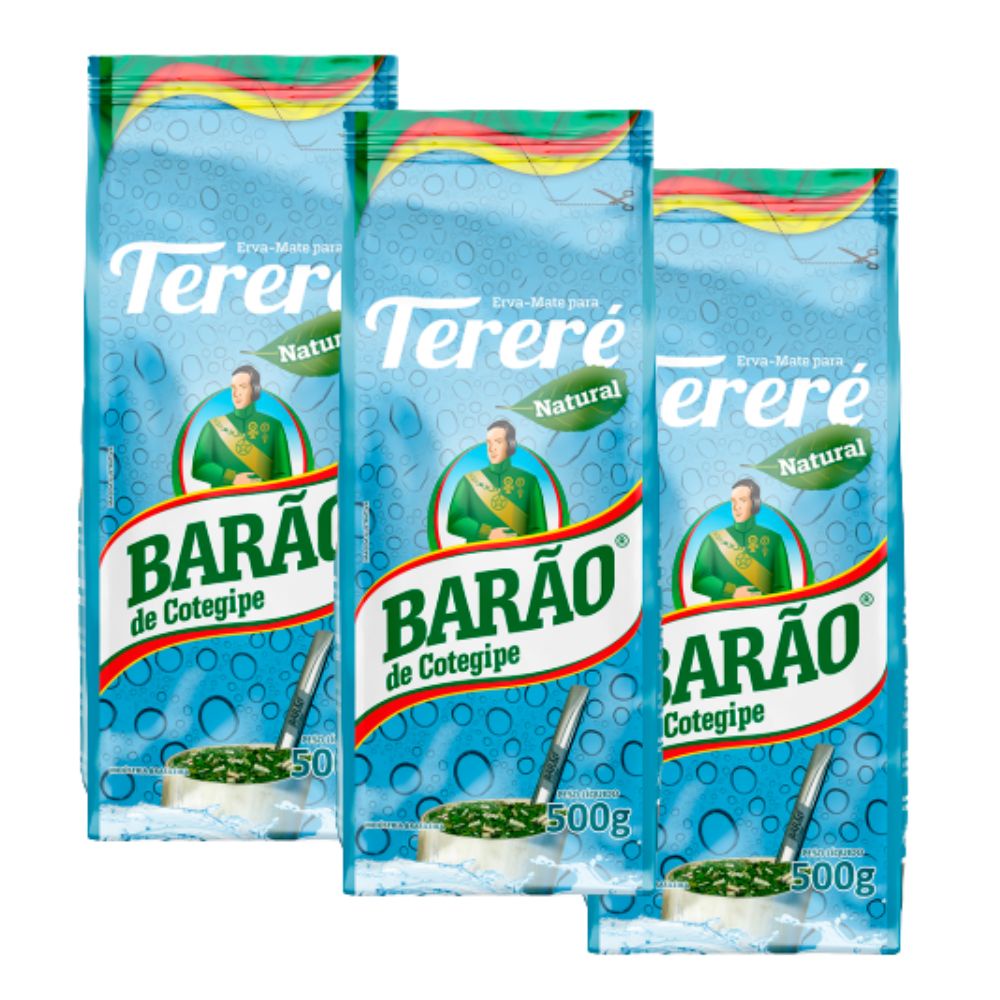 Kit 3 Ervas Mates de Tereré Barão Sabor Natural 500g cada