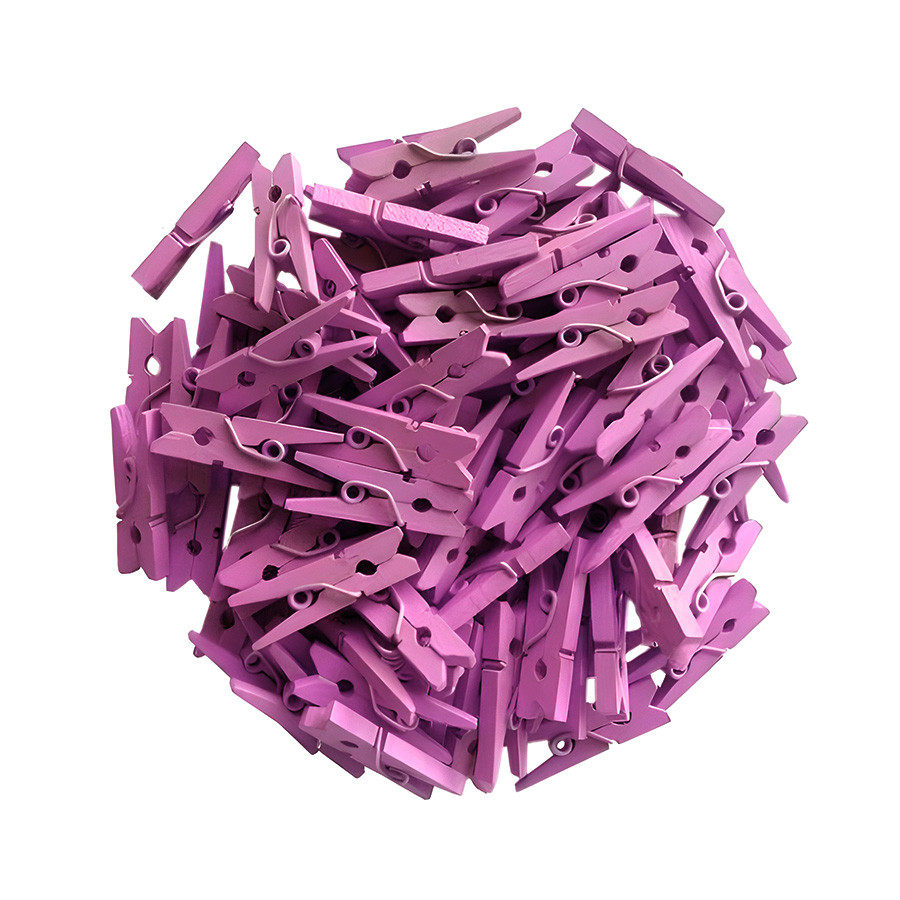 Mini Prendedor de Madeira Lilás Escuro 2,5cm - 50 Unidades