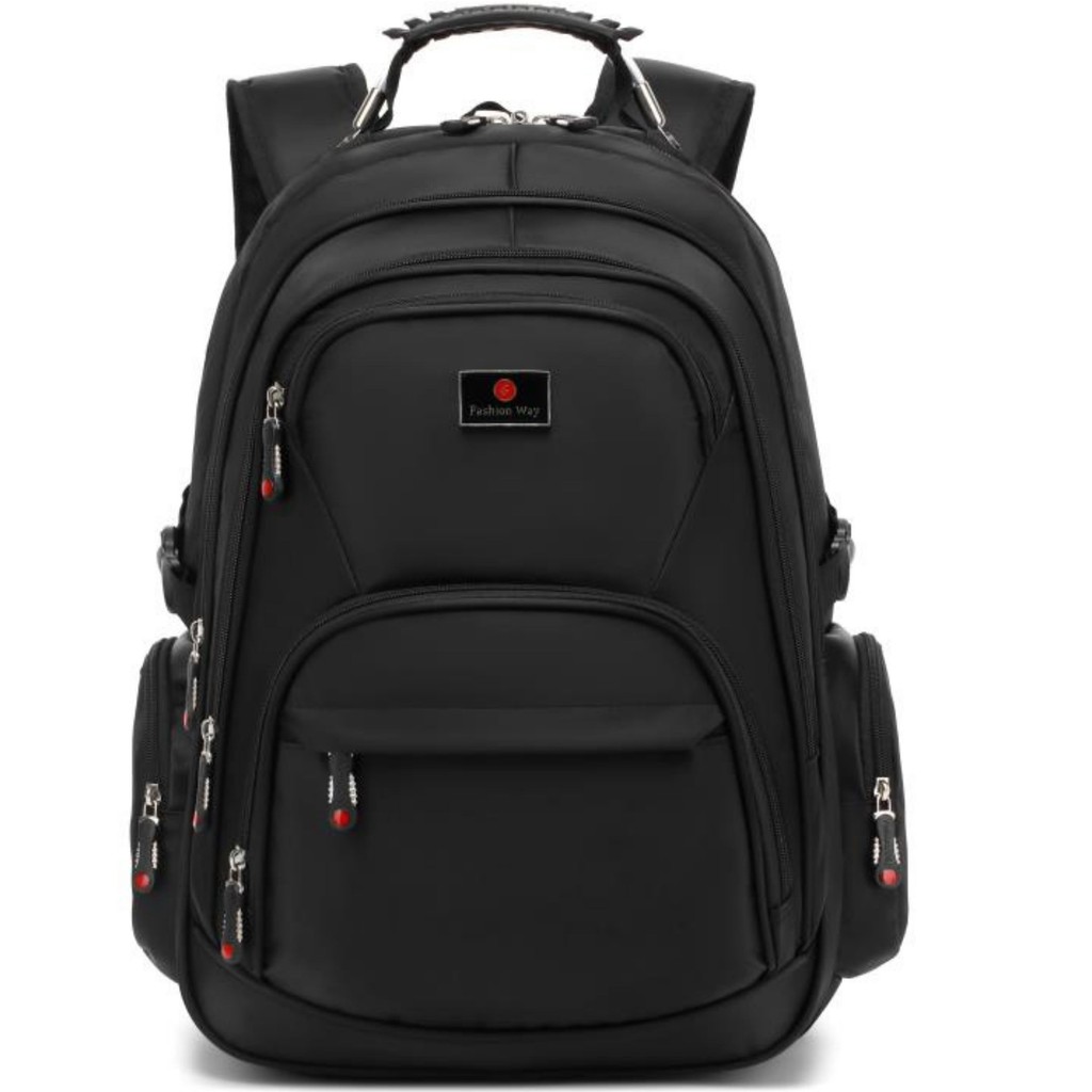 Mochila Fashion Way Reforçada Masculina Grande com Alça Cabo de Aço Preta