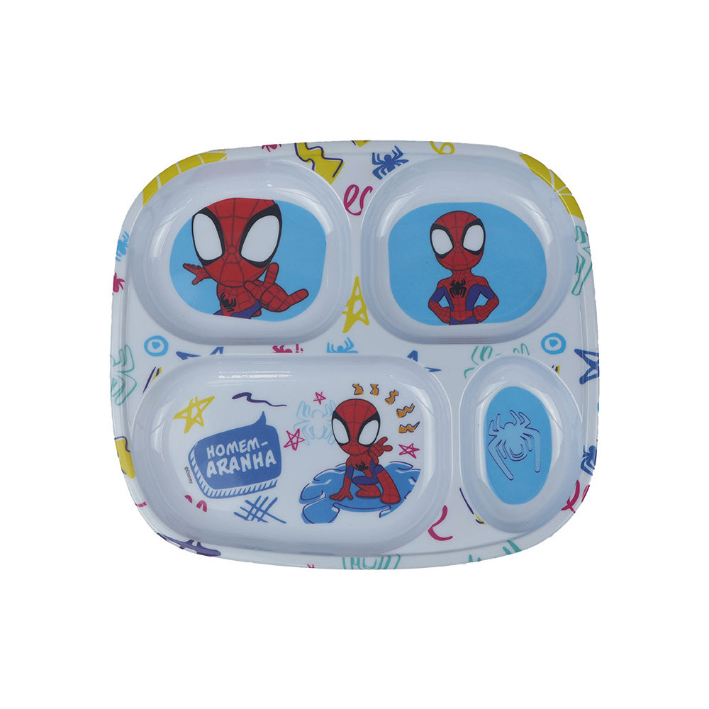 Prato Divisória Infantil Spider Man Melamine 24,5cm em Oferta na Shopee