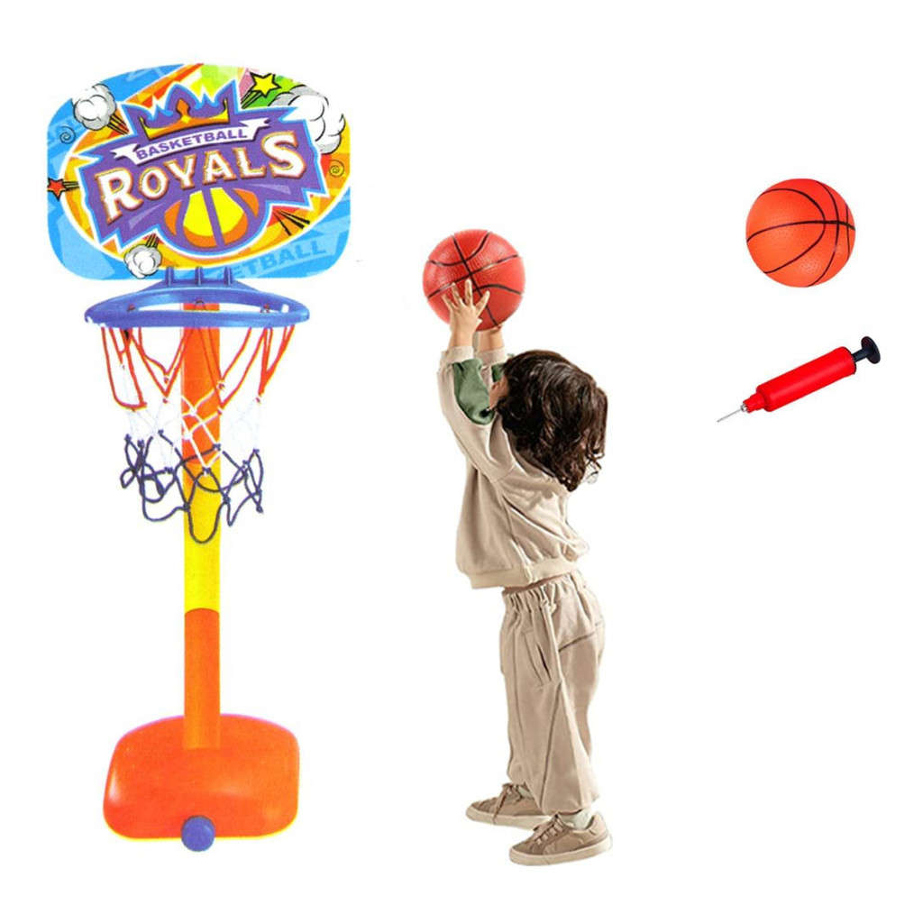 Kit Basquete Infantil Tabela Altura Ajustável Móvel Com Cesta Bola e Bomba de Ar