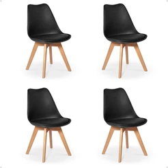 Kit 04 Cadeiras Eames Leda Design Base Madeira Magazine Decor