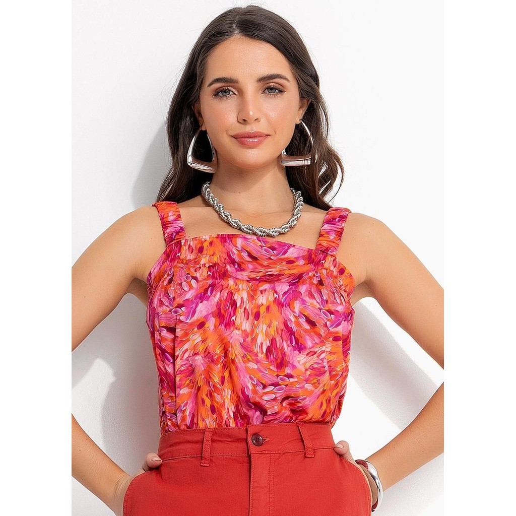 Blusa Pinceladas Em Malha Fria Quintess em Oferta na Shopee