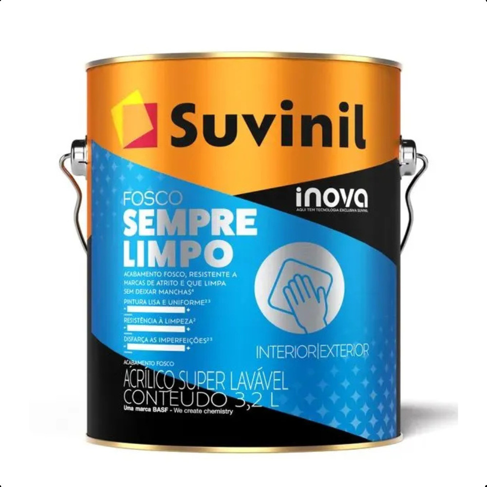 Tinta Acrílica Sempre Limpo 3,2l Suvinil - Gelo em Oferta na Shopee