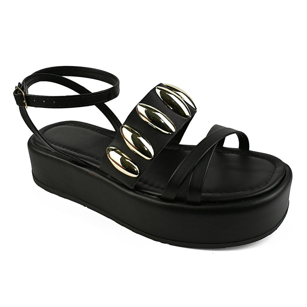 Sandalia Feminina Botons Sola Alta Papete Flatform Sandalia Plataforma Feminina Sapato Feminino