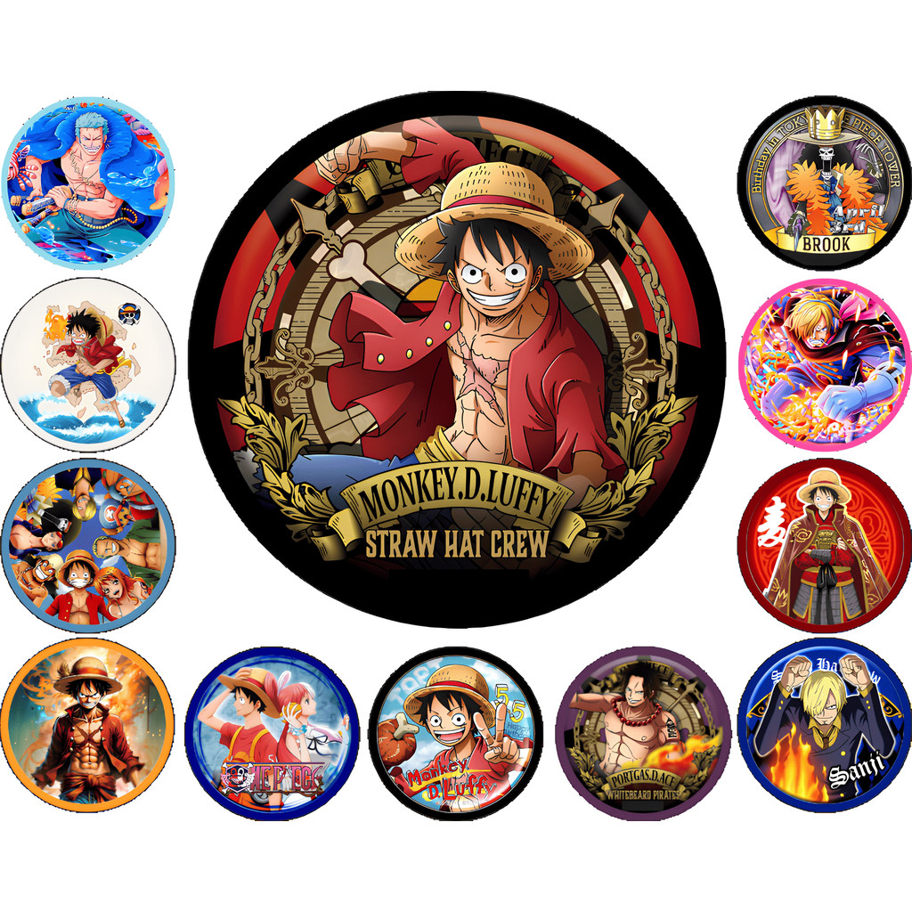 Capas de Painel de Festa Redondo Animes One Piece OP Lançamento em Tecido Sublimado 1,50x1,50m Vários Modelos