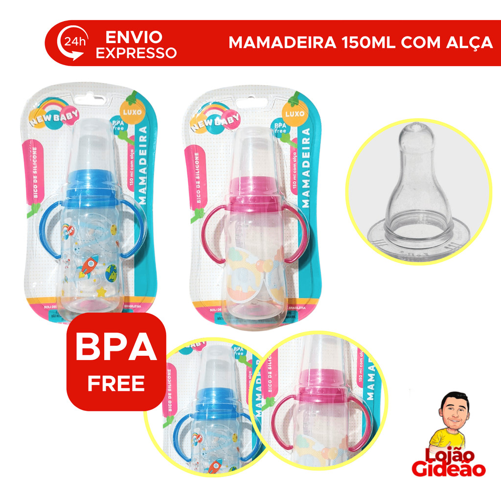 Mamadeira Com Alça Resistente Azul Rosa Para Bebê Menino Menina
