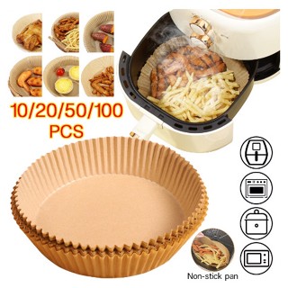 50pcs 20cm Airfryer Forro De Papel Descartável Antiaderente Esteira A Vapor Tapetes De Cozimento De Papel Redondo