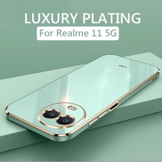 Capa De Telefone De Luxo De Revestimento Quadrado On Realme 11 10 Pro + 4G 5G C53 C51 Traseira Em Silicone Macio À Prova De Choque