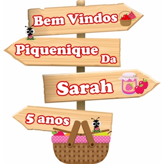 Display de Chão MDF - Tema Picnic 60cm (INFORME NOME E IDADE NO CHAT AO VENDEDOR) festa em Oferta na Shopee