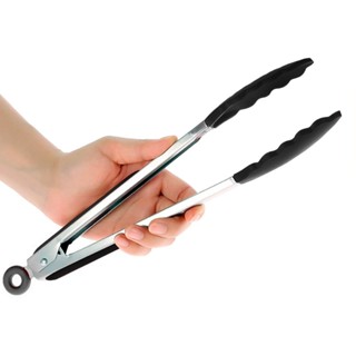 Pegador De Alimentos Silicone e Inox Pinça 26CM Cozinha TOP