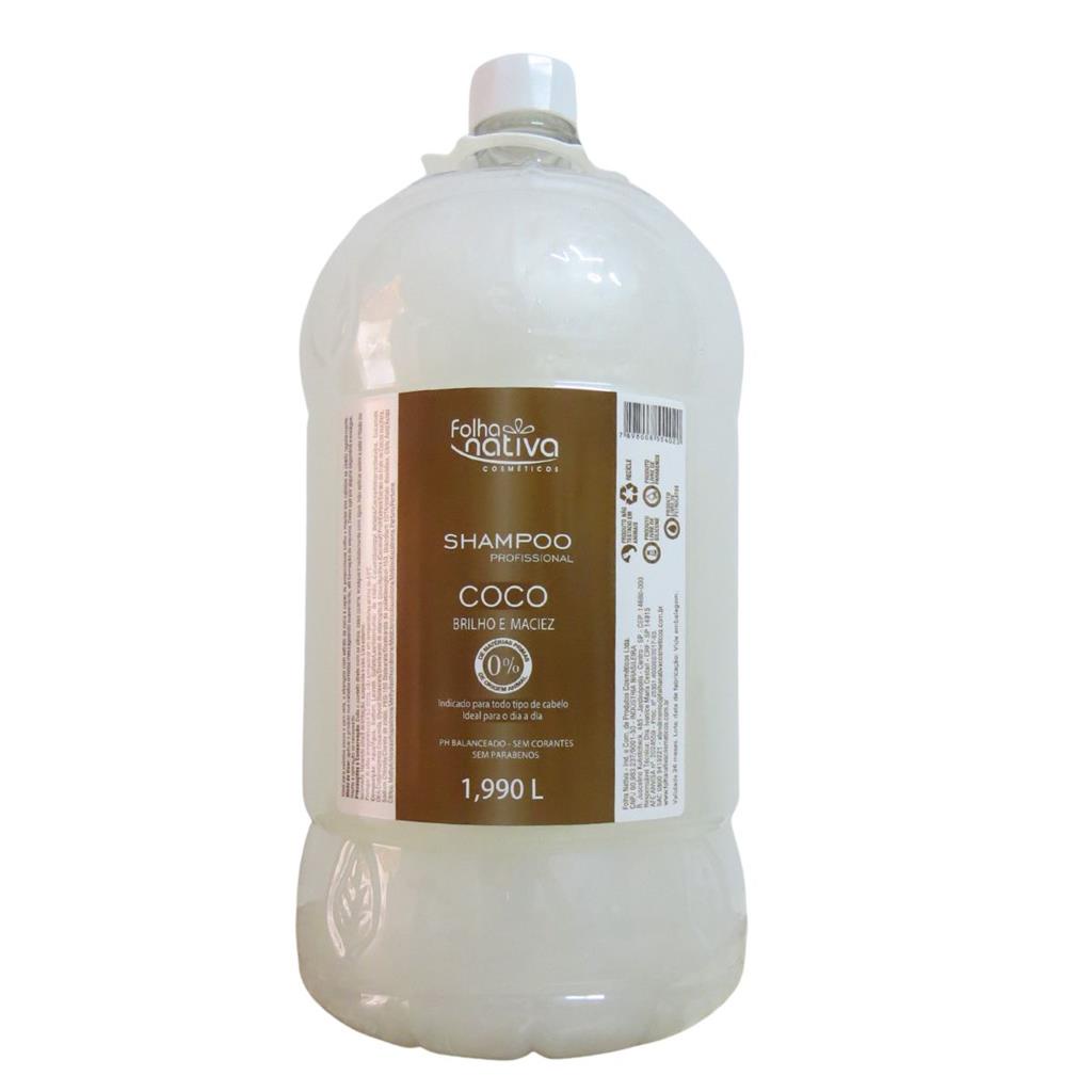 Shampoo Profissional Coco Brilho e Maciez Folha Nativa 1,990L
