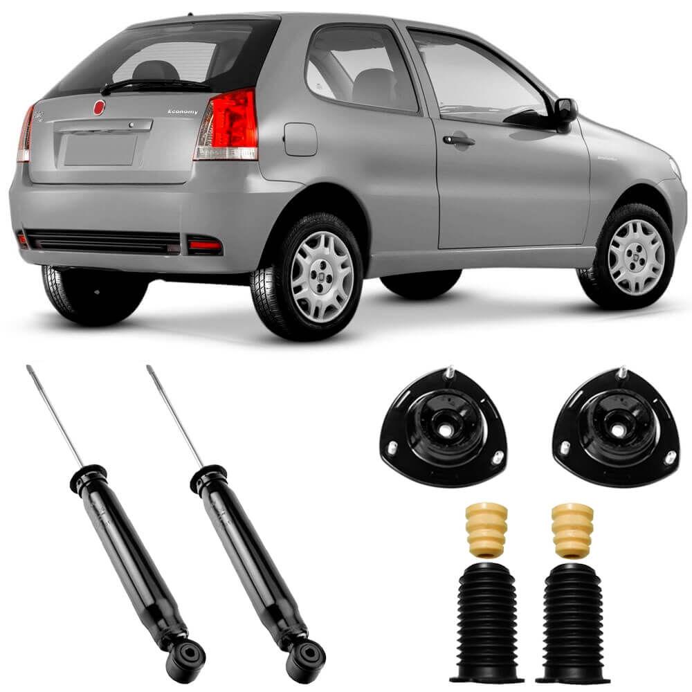 Kit 2 Amortecedor Palio 2013 Traseiro Coxim Batente Coifa