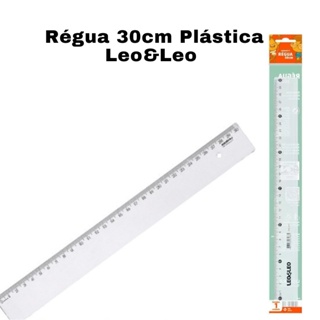 Régua 30cm Plástica Corpo Transparente Escolar Escritório Leo &Leo em Oferta na Shopee
