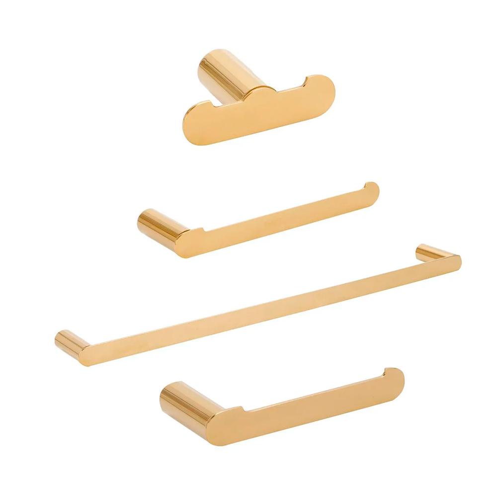 Acessórios para banheiro 4 peças Vila nova Pingoo - Dourado em Oferta na Shopee