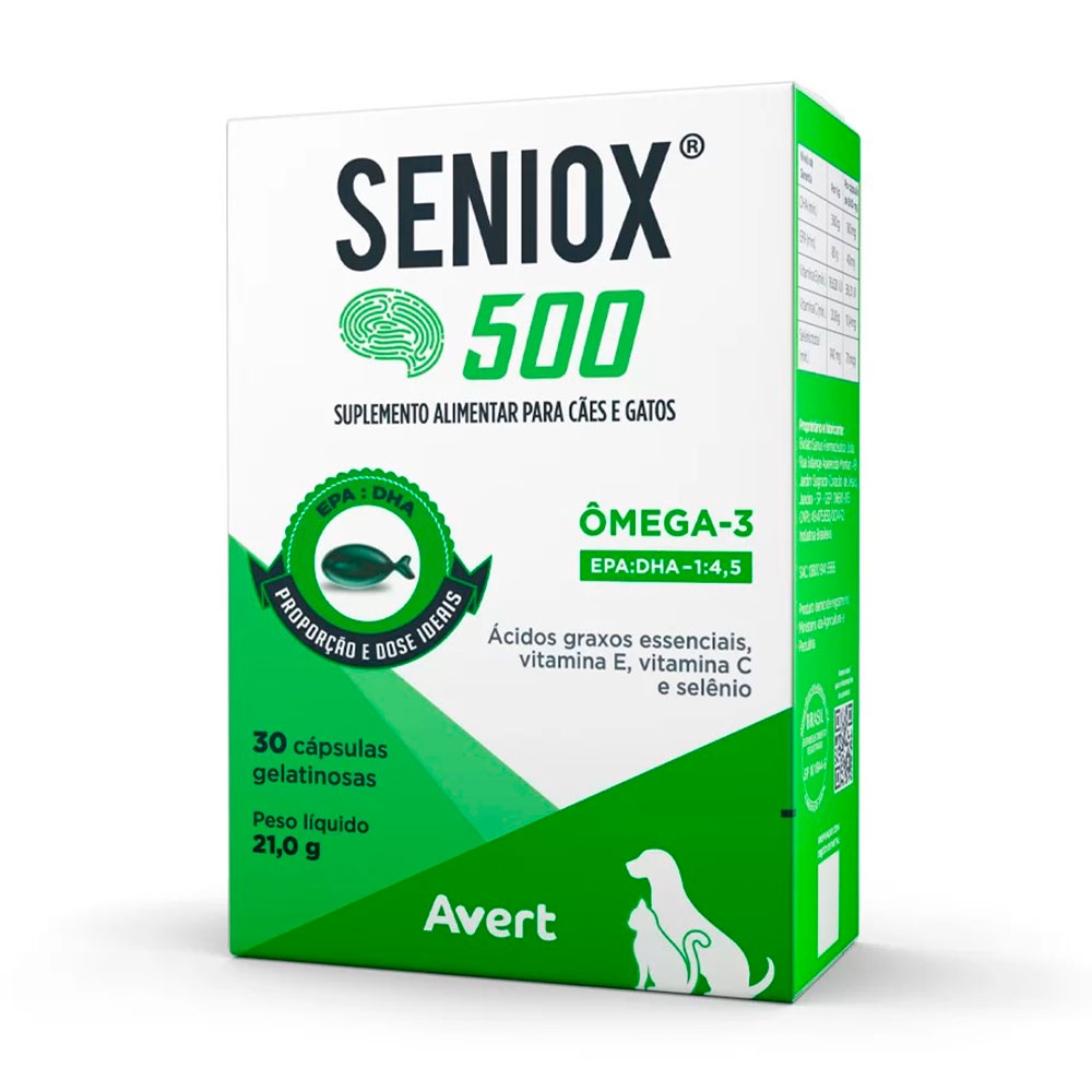 Suplemento Alimentar Seniox 500mg 30 cápsulas - Pets