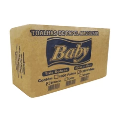 Papel Toalha Interfolha Baby 3 Dobras Folha Simples - 1.250 folhas