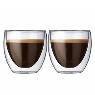 Jogo 2 Copos De Vidro Duplo Parede Dupla 90ml Para Café em Oferta na Shopee