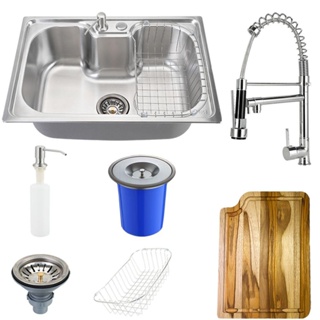 Cuba para Cozinha pia inox Com Acessórios tábua e lixeira Carajás e Torneira gourmet monocomando munim Pingoo em Oferta na Shopee