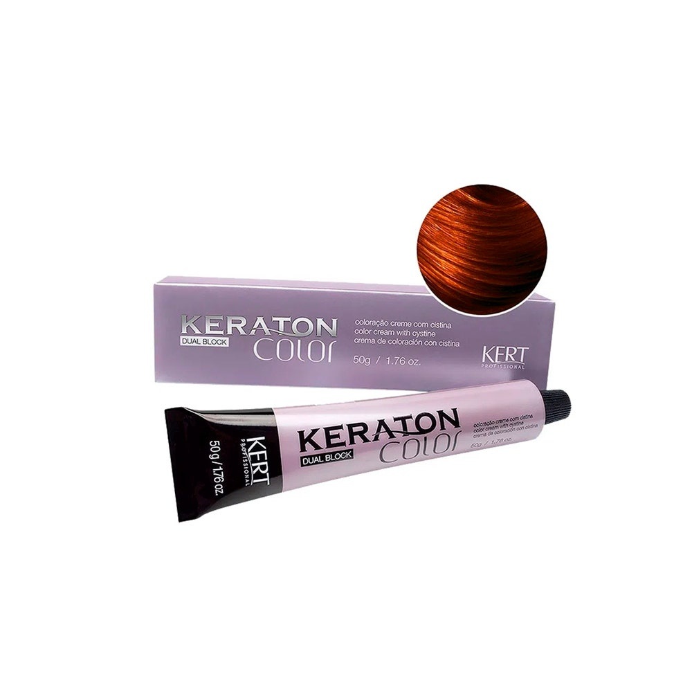 Tintura Keraton Color Dual Block 7.47 Louro Médio Acobreado Marrom em Oferta na Shopee