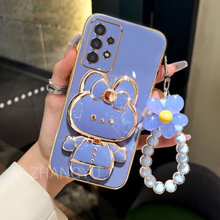Caixa Samsung A32 4G 5G A52 A52S A72 Para Telefone TPU 3D Suporte Estéreo Coelho Ultra Fino De Proteção Contra Choque Com Pulseira
