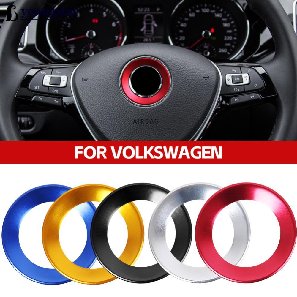 YOUNGSTAR Carro Interior Do Volante Emblema Decorativo Anel De Estilo Para Volkswagen VW Golf 4 5 Polo Jetta Mk6 Acessórios Capas A8K4