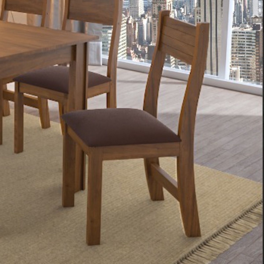 Conjunto 2 Cadeiras Para Sala de Jantar Viero Brisa/Biah Imbuia Tecido Cafe - Home & Living