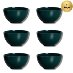 Conjunto 6 bowls Slim verde petróleo 350 ml Cerâmica Alleanza